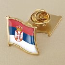 1Pcs Serbia Flag Waving Brooches Lapel Pins