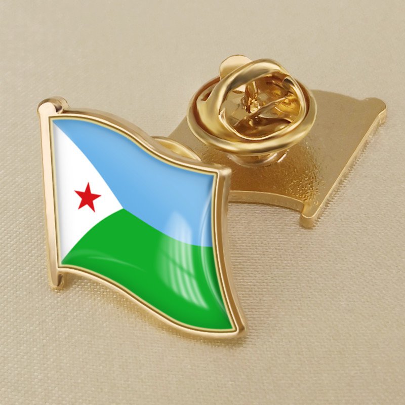 1Pcs Djibouti Flag Waving Brooches Lapel Pins