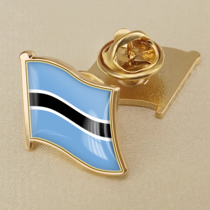 1Pcs Botswana Flag Waving Brooches Lapel Pins