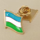1Pcs Uzbekistan Flag Waving Brooches Lapel Pins