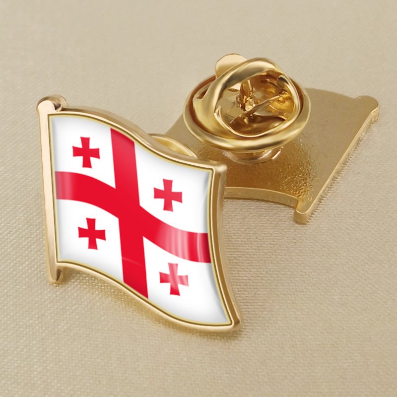 1Pcs Georgia Flag Waving Brooches Lapel Pins
