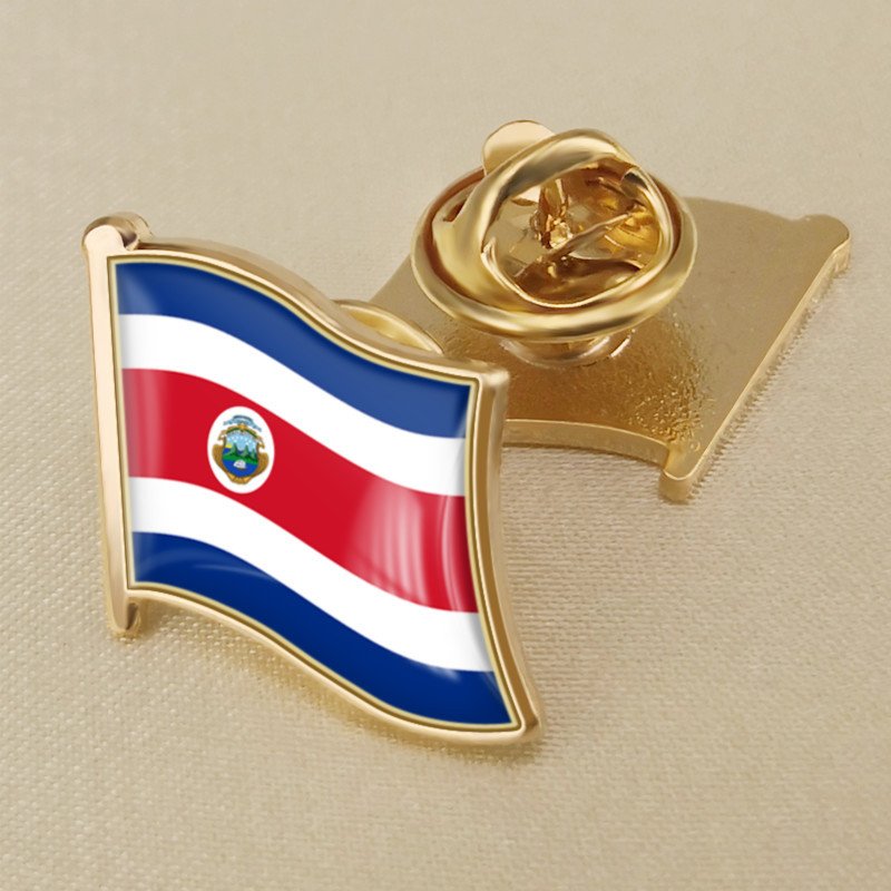 1Pcs Costa Rica Flag Waving Brooches Lapel Pins