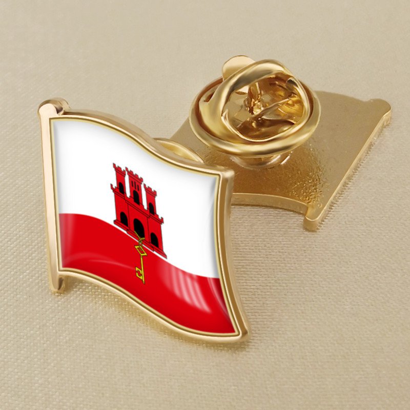 1Pcs Gibraltar Flag Waving Brooches Lapel Pins