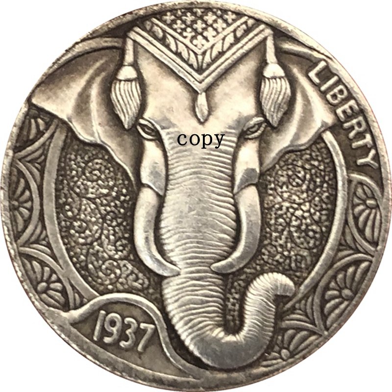 1937-D Elephant Buffalo Nickel Copy Coin-No Stamp