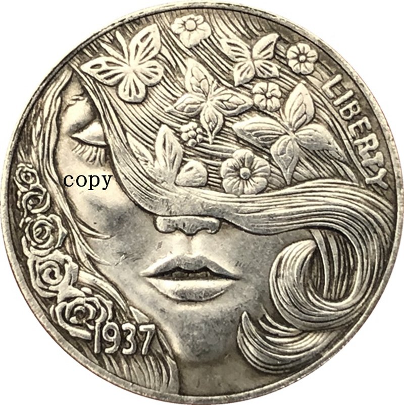 1937-D Beauty Butterfly Buffalo Nickel Copy Coin-No Stamp