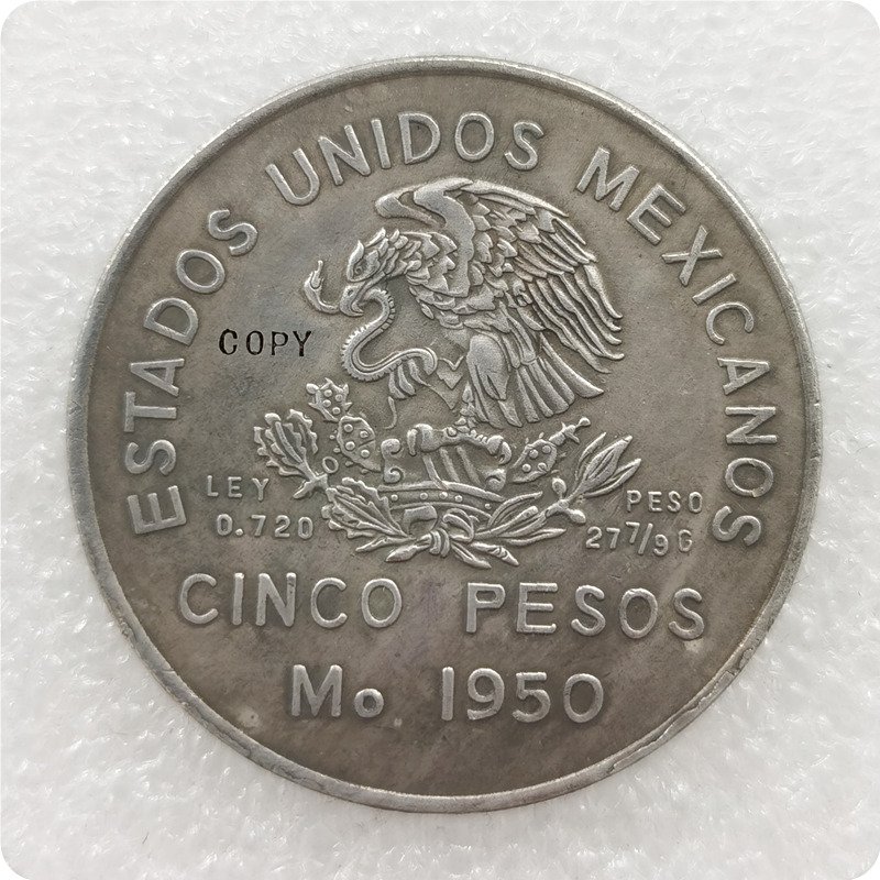 1950 Mexico 5 Pesos Southeastern Railroad Copy Coin
