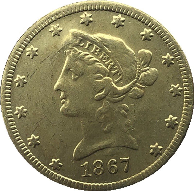 US Coin 1867 Liberty Head $10 Ten Dollars Gold Copy Coin