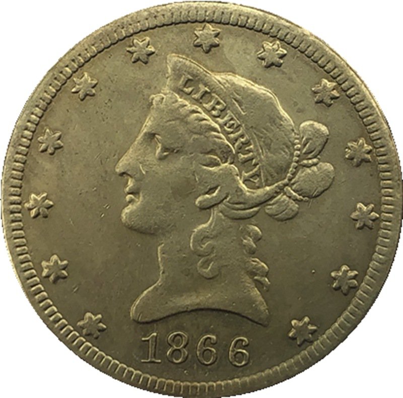 US Coin 1866 Liberty Head $10 Ten Dollars Gold Copy Coin