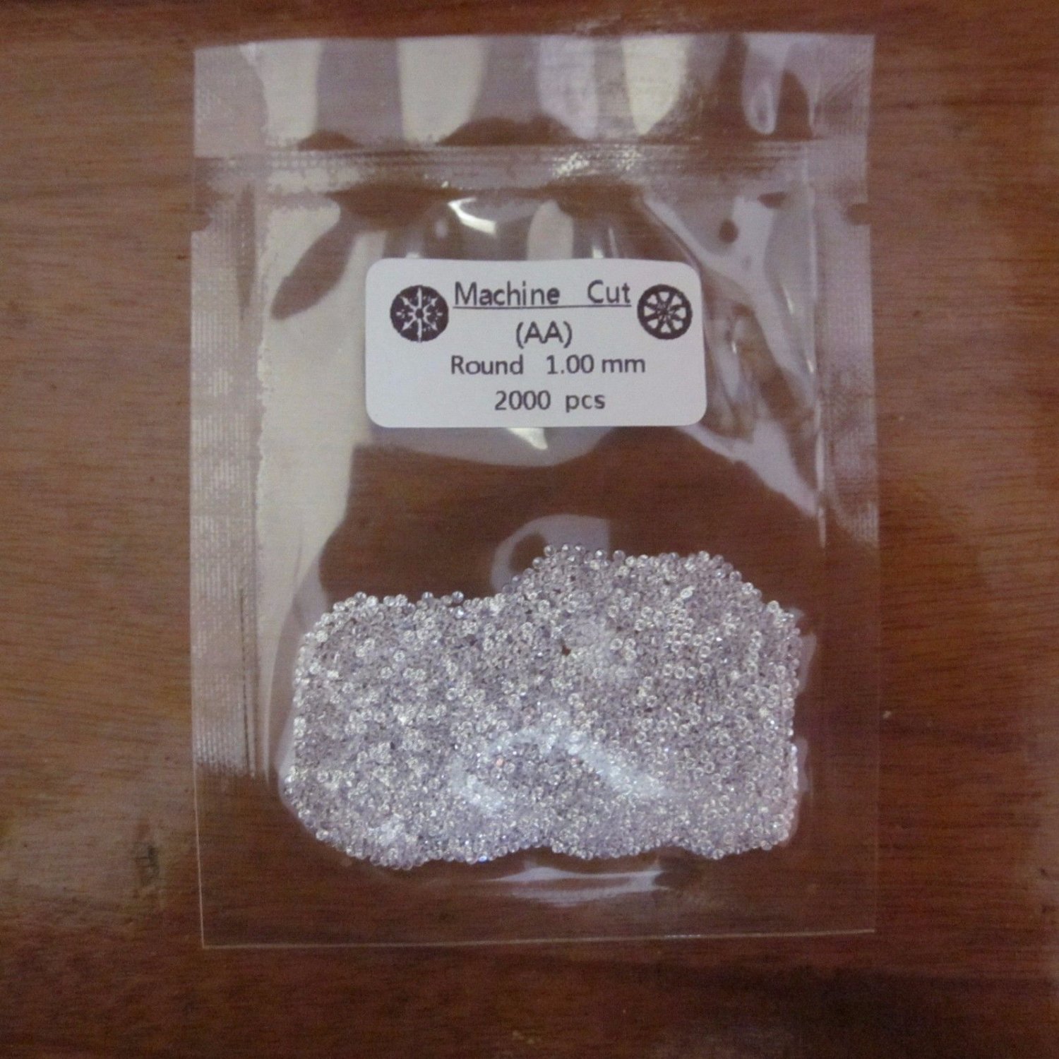 Cubic Zirconia White CZ Round Machine Cut 1.0mm 2000pcs Pack AA Turkish Quality