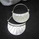 Hill Tribe Fine Sterling Silver Earrings Moon curve Tribal Dots Huggie Hoops
