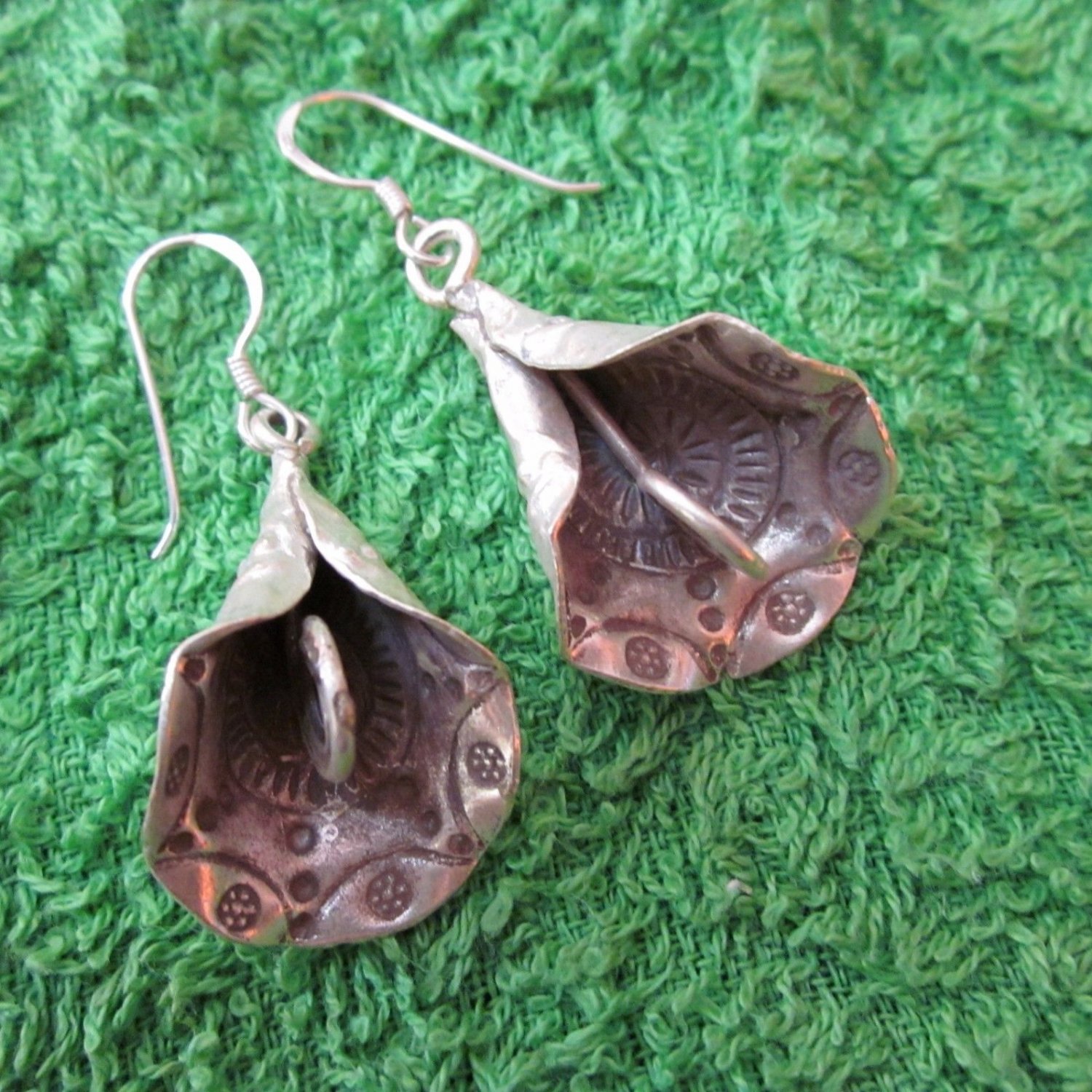 Hill Tribe Earrings Pure Silver Handcrafted Artisan Jewelry Flower Floral er051