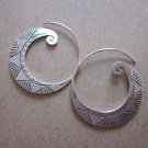 Hill Tribe Fine Sterling Silver Earrings Gorgeous Filigree Round Hoop Orecchini