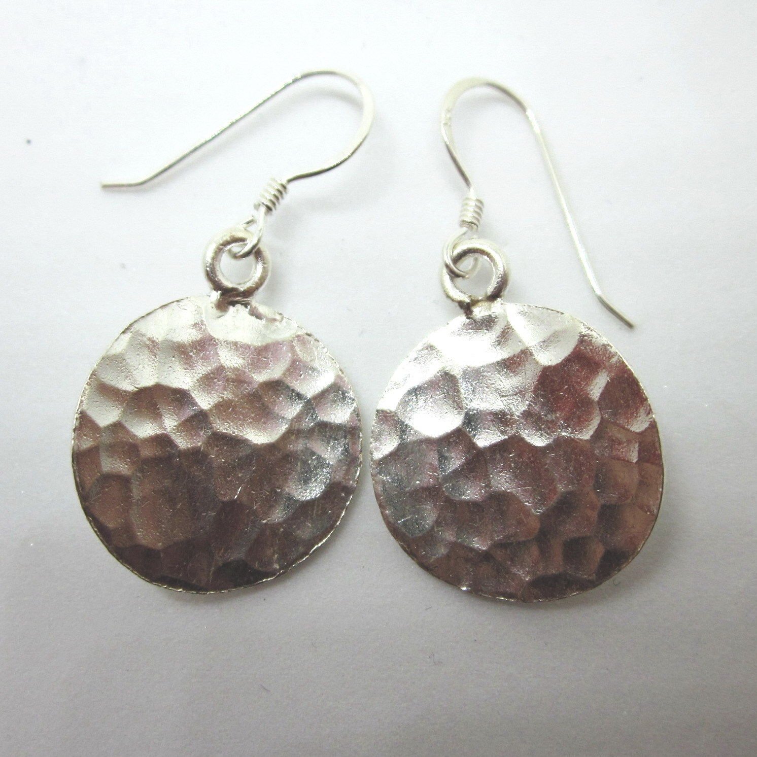 Fine Silver Earrings HillTribe Orecchini &Ntilde;�&ETH;&micro;&Ntilde;�&Ntilde;�&ETH;&sup3;&ETH;&cedil; Round Hammered 16609