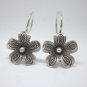 Fine Silver Earrings HillTribe Orecchini ÑеÑÑги Flowers Floral 16601