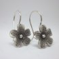 Fine Silver Earrings HillTribe Orecchini ÑеÑÑги Flowers Floral 16601