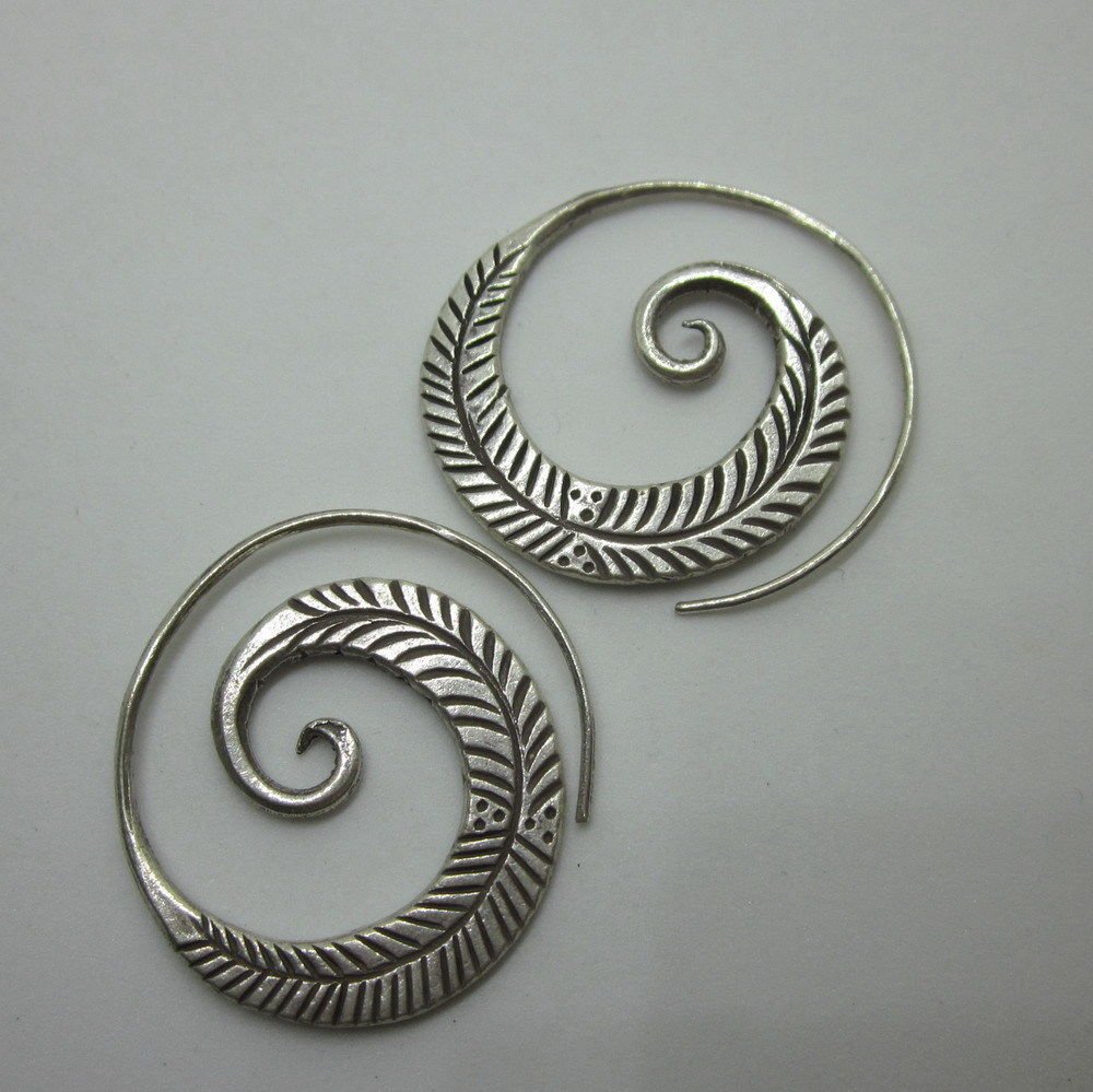 Fine Sterling Silver 925 Earrings Spiral Filigree Beauty Swirl Hoops Tarte