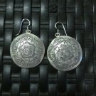 Earrings Hill Tribe Fine Silver Hand Craft Round Asian Flower Engraved er003 Earrings Hill Tribe Fine Silver Hand Craft Round Asian Flower Engraved er003