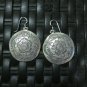 Earrings Hill Tribe Fine Silver Hand Craft Round Asian Flower Engraved er003