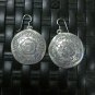 Earrings Hill Tribe Fine Silver Hand Craft Round Asian Flower Engraved er003