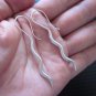 Hill Tribe Fine Sterling Silver Wave Stick Hook Earrings Hanging Orecchini