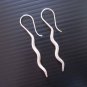 Hill Tribe Fine Sterling Silver Wave Stick Hook Earrings Hanging Orecchini