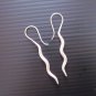 Hill Tribe Fine Sterling Silver Wave Stick Hook Earrings Hanging Orecchini