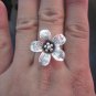 Fine Silver Rings HILL TRIBE Ethno Anello Argento Jussiaes Flower Plants 56052