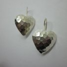 Handcrafted Earrings Hill Tribe Fine Pure Silver Hooks Hammered Finished Hearts