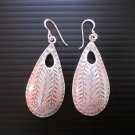 Hill Tribe Fine Sterling Silver Teardrop Olive Success Lucky Earrings Orecchini