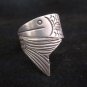 Fine Silver Jewelry Rings Ethno Anello Argento Adjustable Long Roll Fish 46021