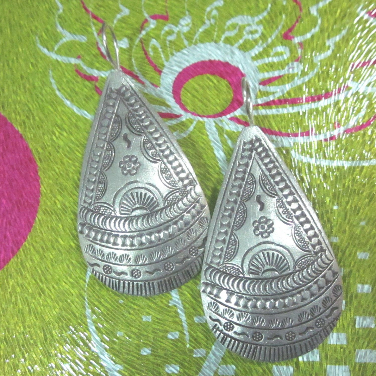 Hill Tribe Fine 925 Sterling Silver Earrings Asia Styles Sunny Season Theme