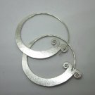 Fine Silver Earrings HillTribe Orecchini серьги Middle Hoops 166023