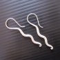 Hill Tribe Fine Sterling Silver Twist Vintage Stick Hook Earrings Orecchini
