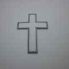 Iron On Patches Clothes Embroidered Badges Sewing Christian White Cross Grave