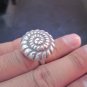 Fine Silver Rings HILL TRIBE Ethno Anello Argento Spiral Snails Round Halo 56059