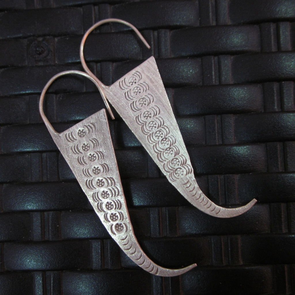 Silver Earrings Hill Tribe Handcraft Ethnic Bohemian Styles Hooks er045