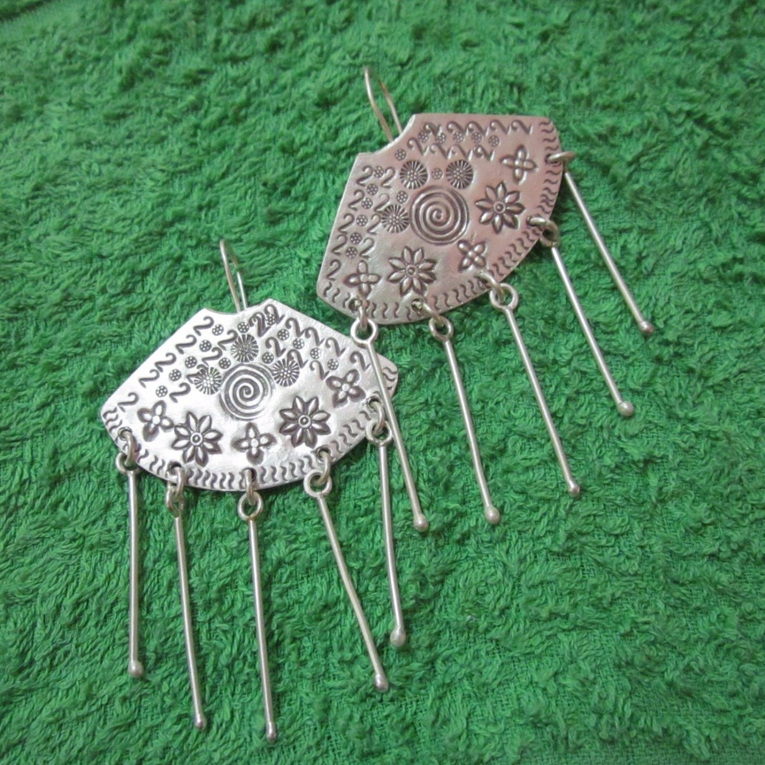Hill Tribe Earrings Pure Silver Handcrafted Artisan Thai Karen Chandelier er069