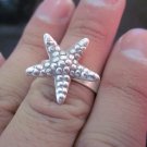 Fine Silver Rings HILL TRIBE Ethno Anello Argento StarFish Top Halo Ring 56062