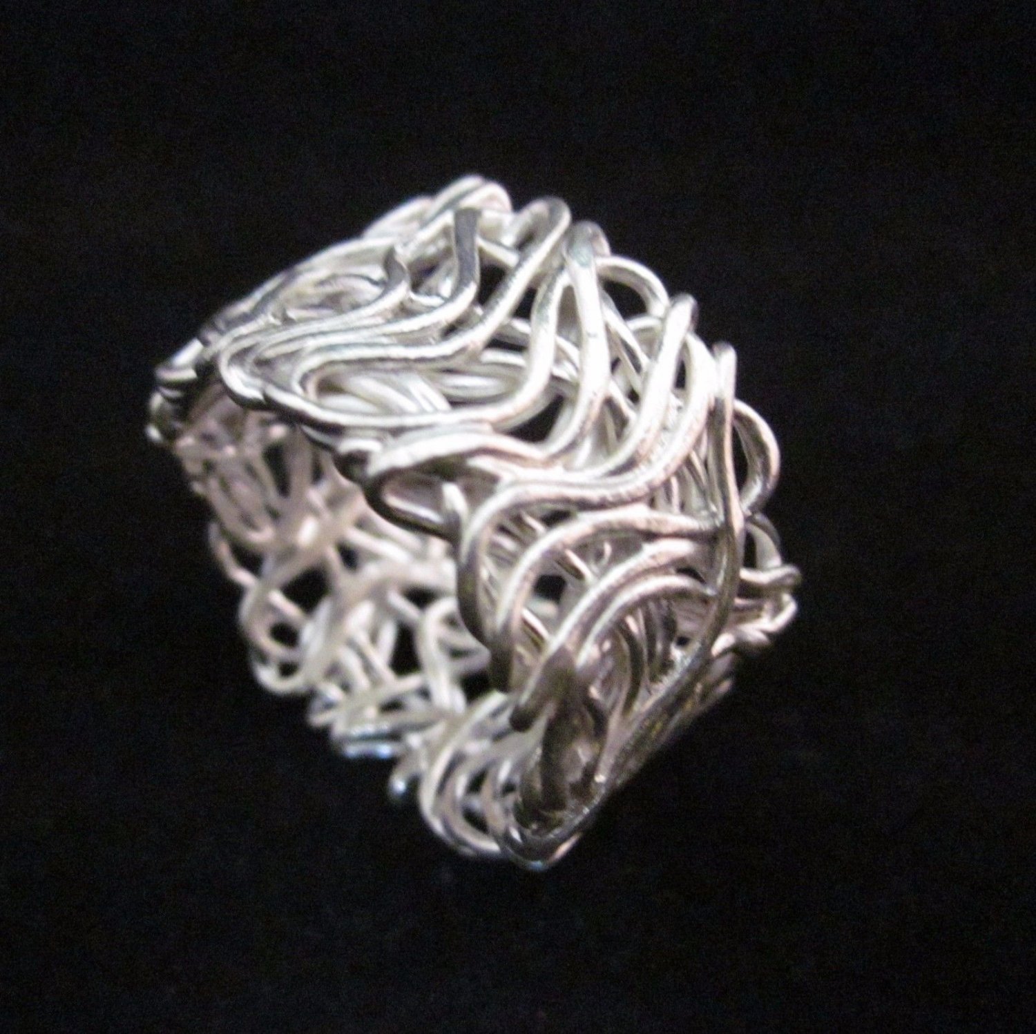 Fine Silver Jewelry Rings Ethno Anello Argento Weave Braided Band Chaos 46029