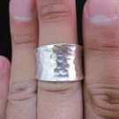 Fine Silver Jewelry Rings Ethno Anello Argento Adjustable Hammered Band 46013