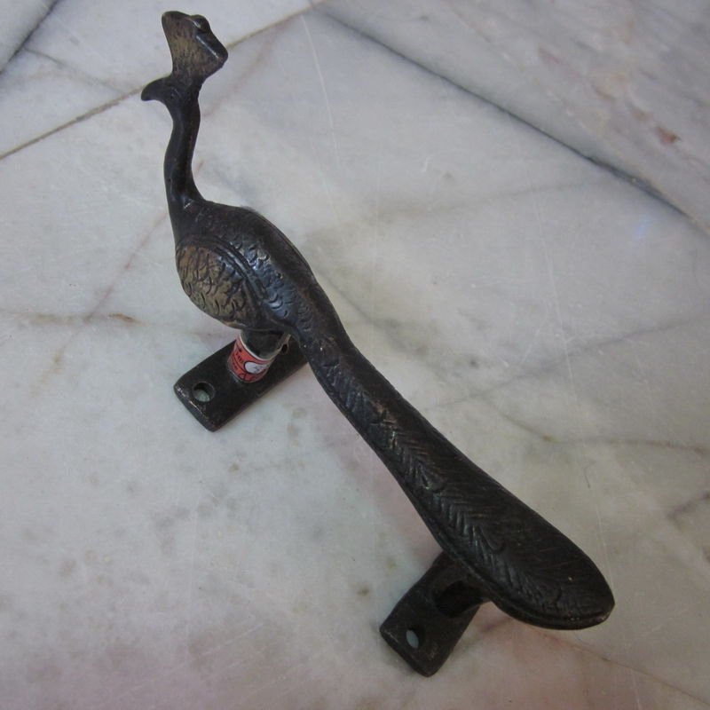 Antiques Architectural & Garden Hardware Brass Door Handles Puller Peacock