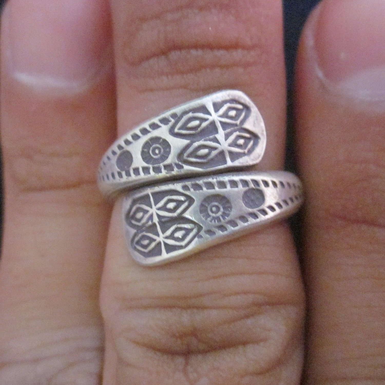 Fine Silver Jewelry Rings Ethno Anello Argento Adjustable Twists Band Ring 46012