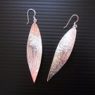 Hill Tribe Fine Sterling Silver Hammered Long Leaf Fashion Earrings Orecchini