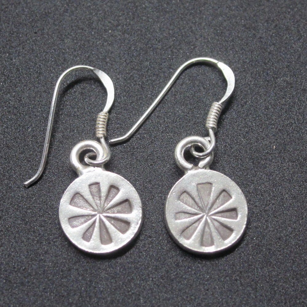 Hill Tribe Fine Sterling Silver Earrings Ethnic Small Round Dangle Cute Jewelry