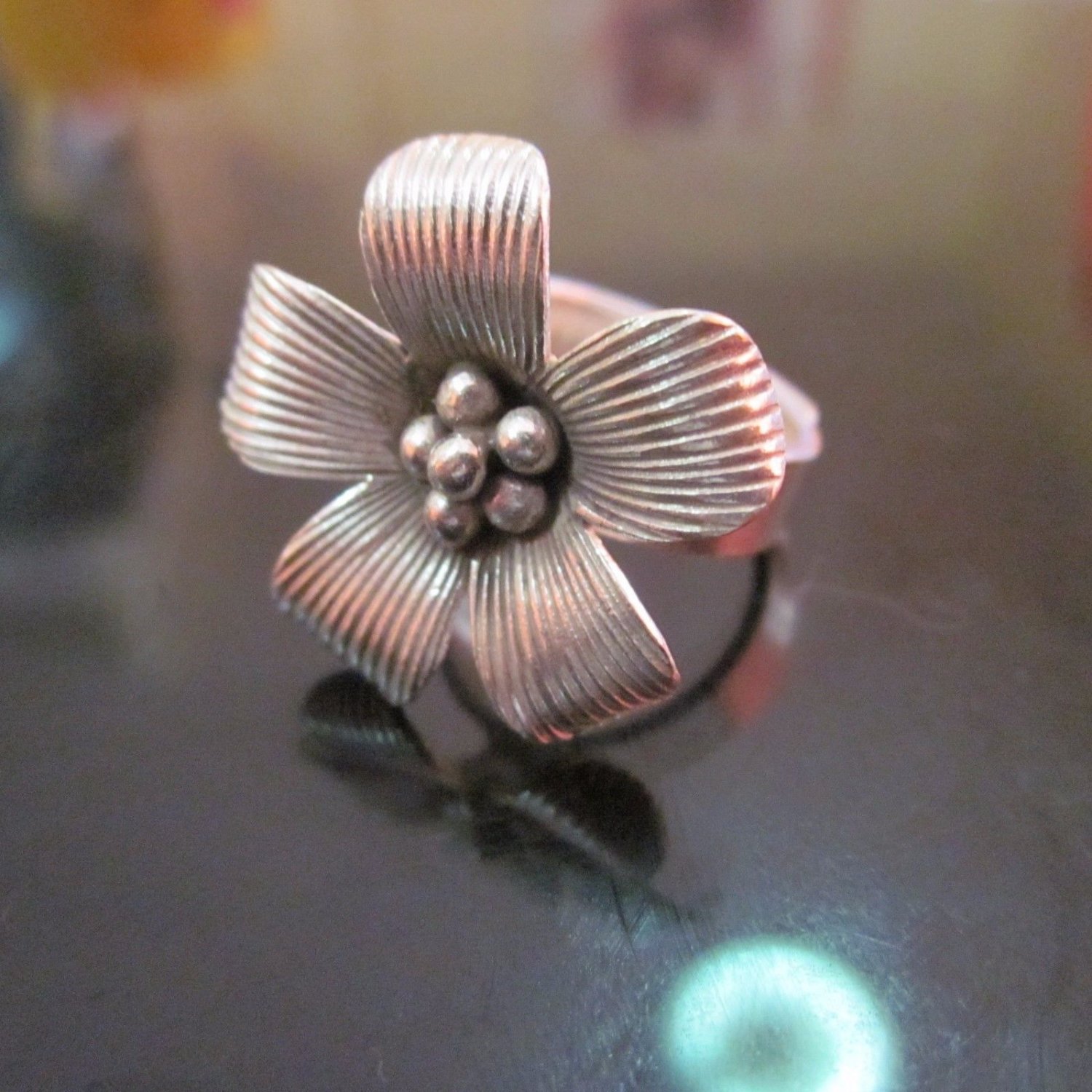 Fine Silver Rings HILLTRIBE Ethno Anello Argento Pedals Flower Tribal Hips 56064