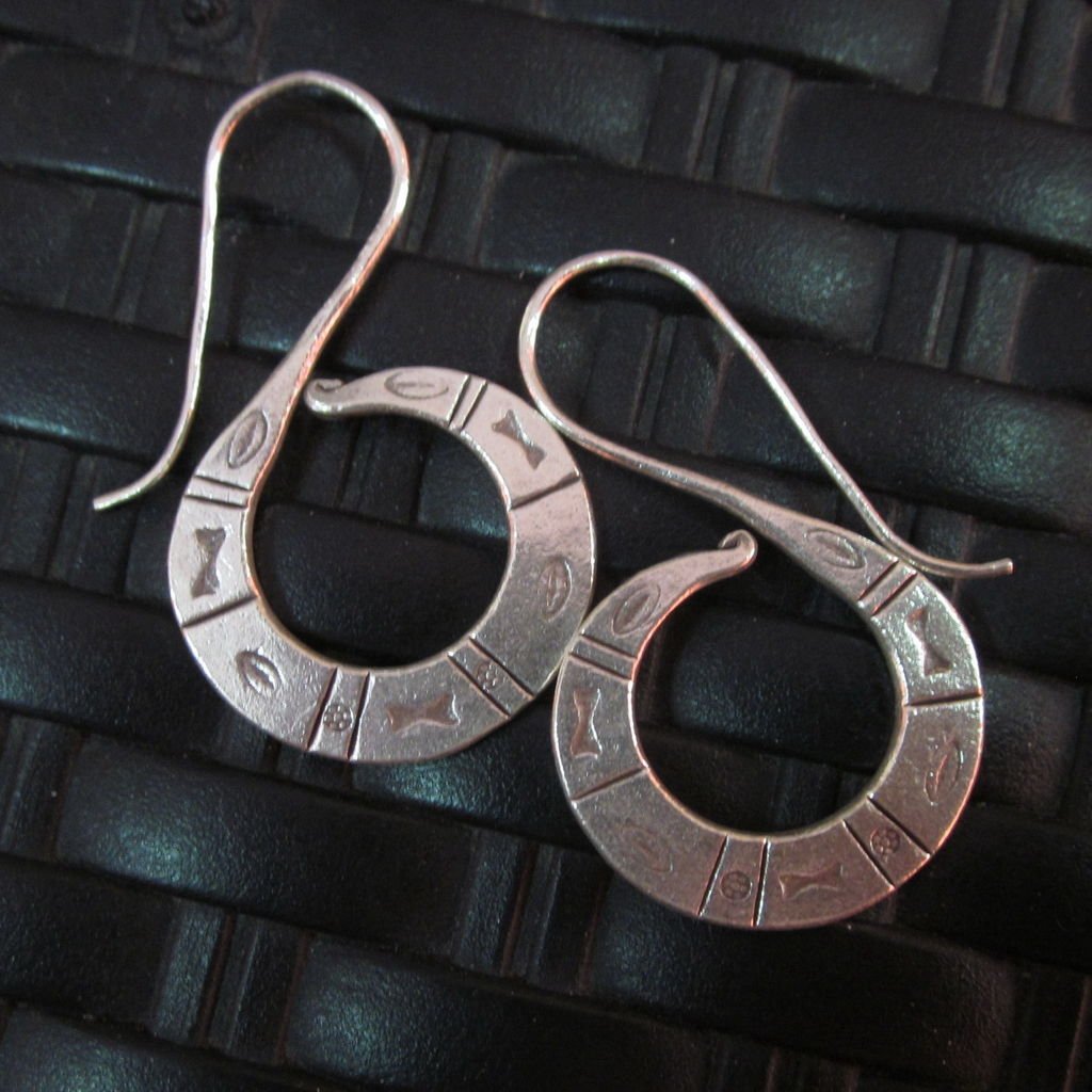 Silver Earrings Hill Tribe Handcraft Ethnic Artisan Spiral Roll Tag er041