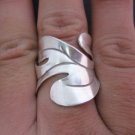 Fine Silver Jewelry Rings Ethno Anello Argento Adjustable Roll Leaves Band 46024
