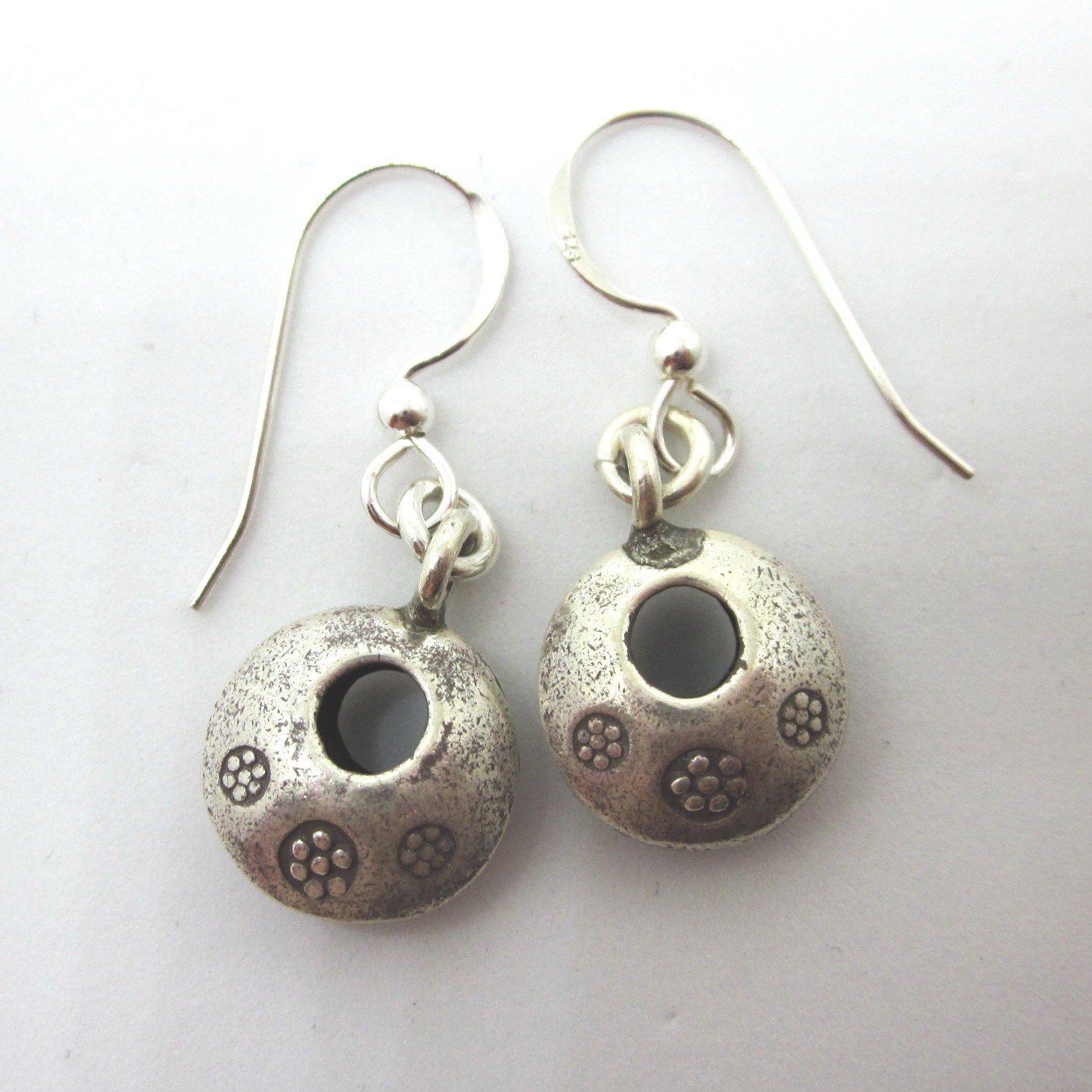Fine Silver Earrings HillTribe Orecchini &Ntilde;�&ETH;&micro;&Ntilde;�&Ntilde;�&ETH;&sup3;&ETH;&cedil; Round Bohemien 16605
