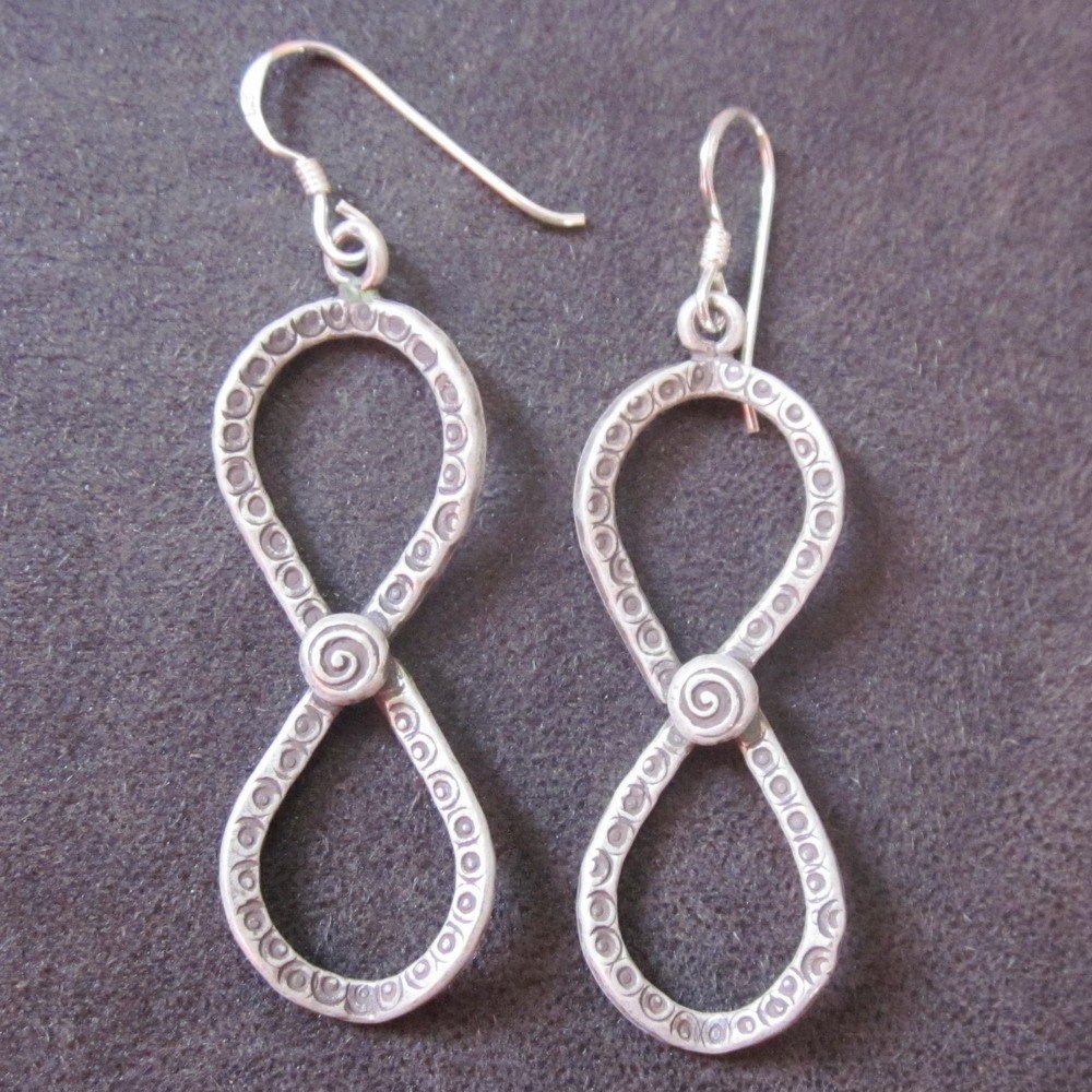 Earrings Hill Tribe Fine Silver Infinity Shape Dangle New Fashion 2018 Jewelry