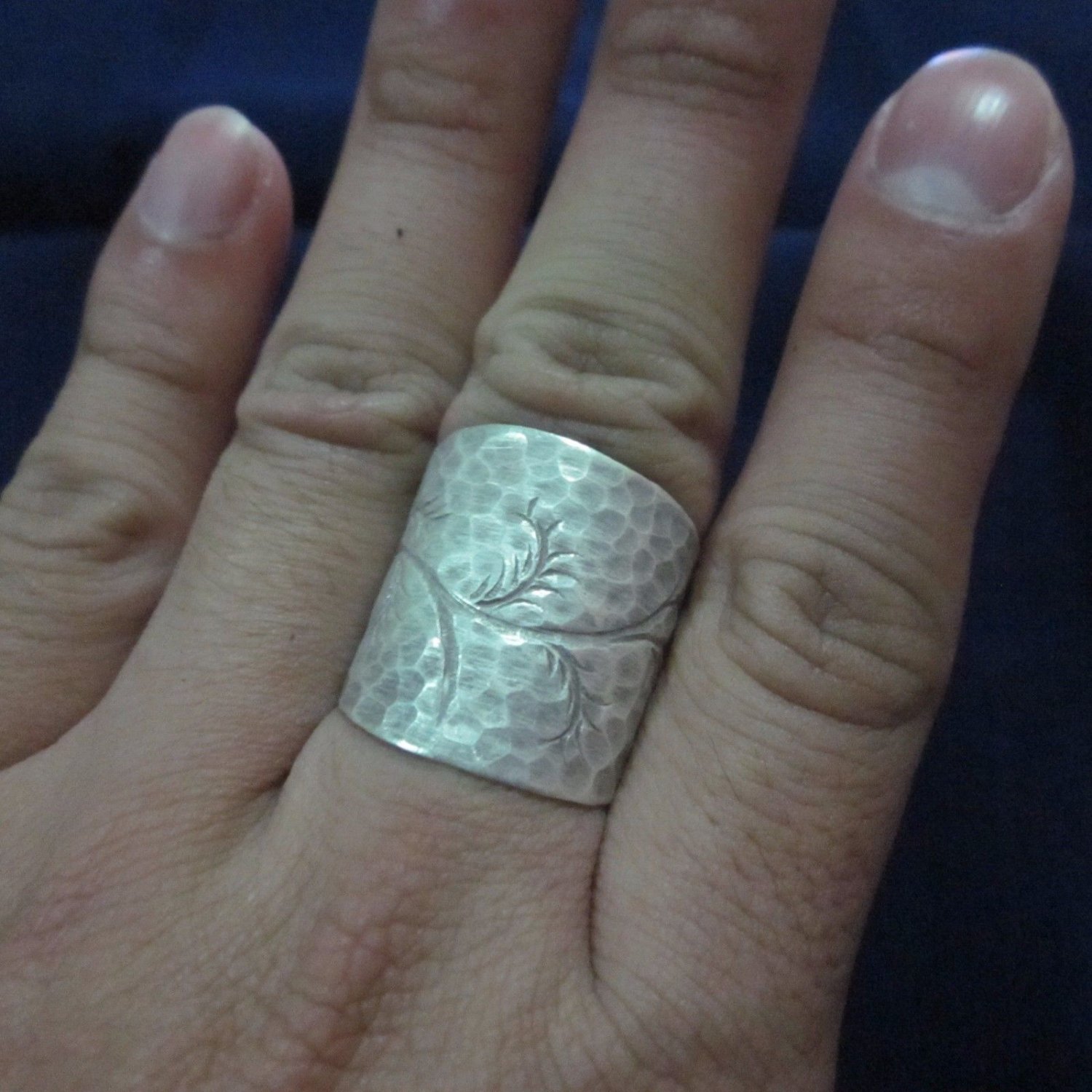 Fine Silver Rings HILLTRIBE Ethno Anello Argento Hammered Tree Branches 56038